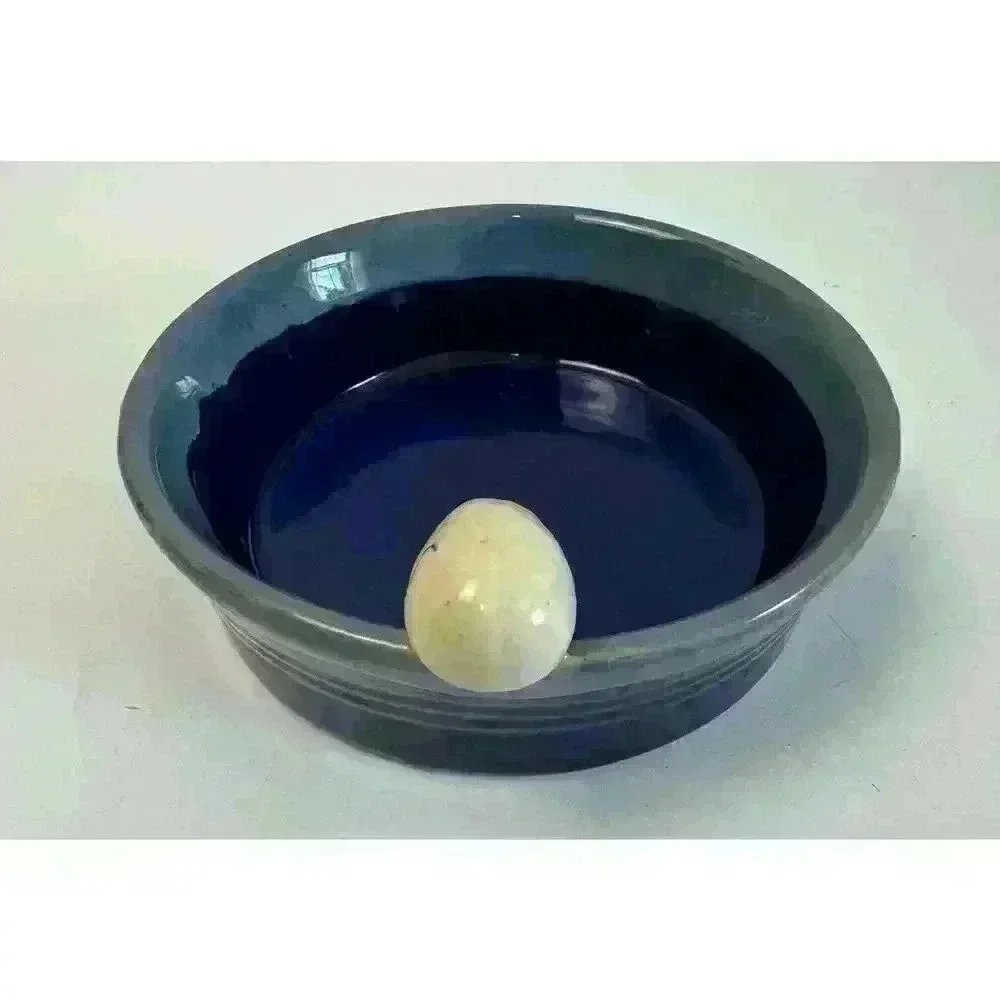 Tumbleweed Pottery-Light/Dark Blue & Tan Egg-5.5” Pottery Bowl trinket dish